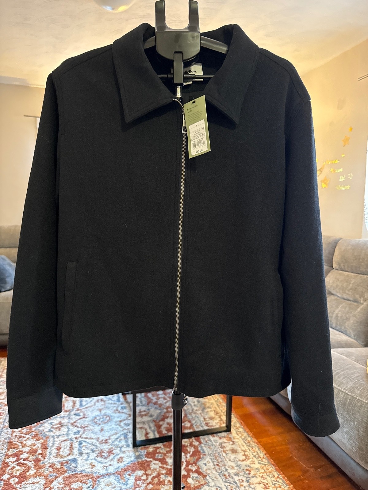 Goodfellow & Co Men\'s Black Full-Zip Quality Jacket, Size Large with Tags [COPY]