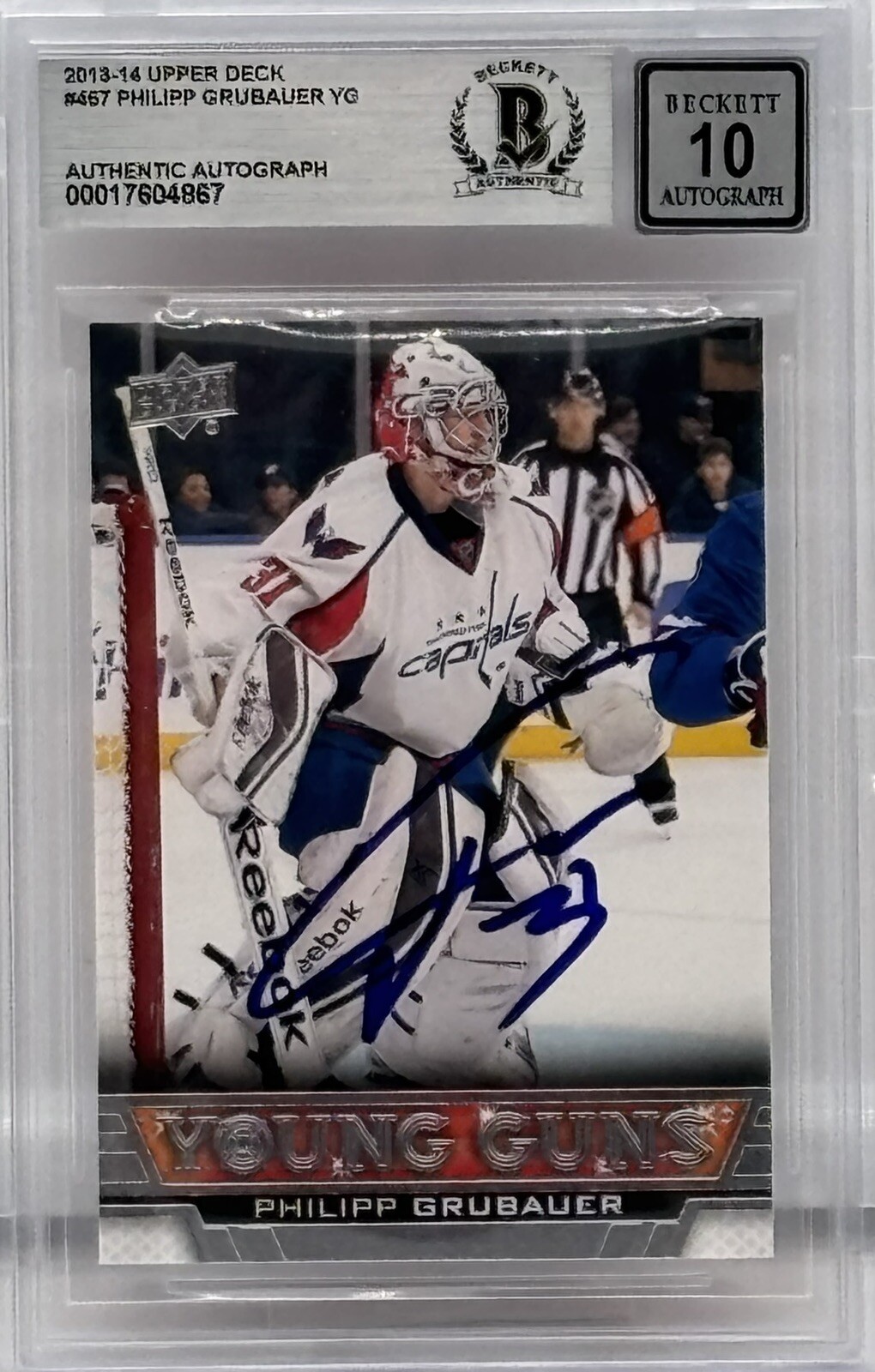 Philipp Grubauer Signed 2013-14 Upper Deck Series 2 BAS Auto Grade 10 RC #467