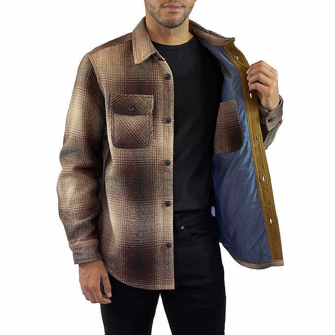 JACHS Men\'s Premium Shirt Wool Blend Jacket w Inside Pocket, Brown, M XL XXL