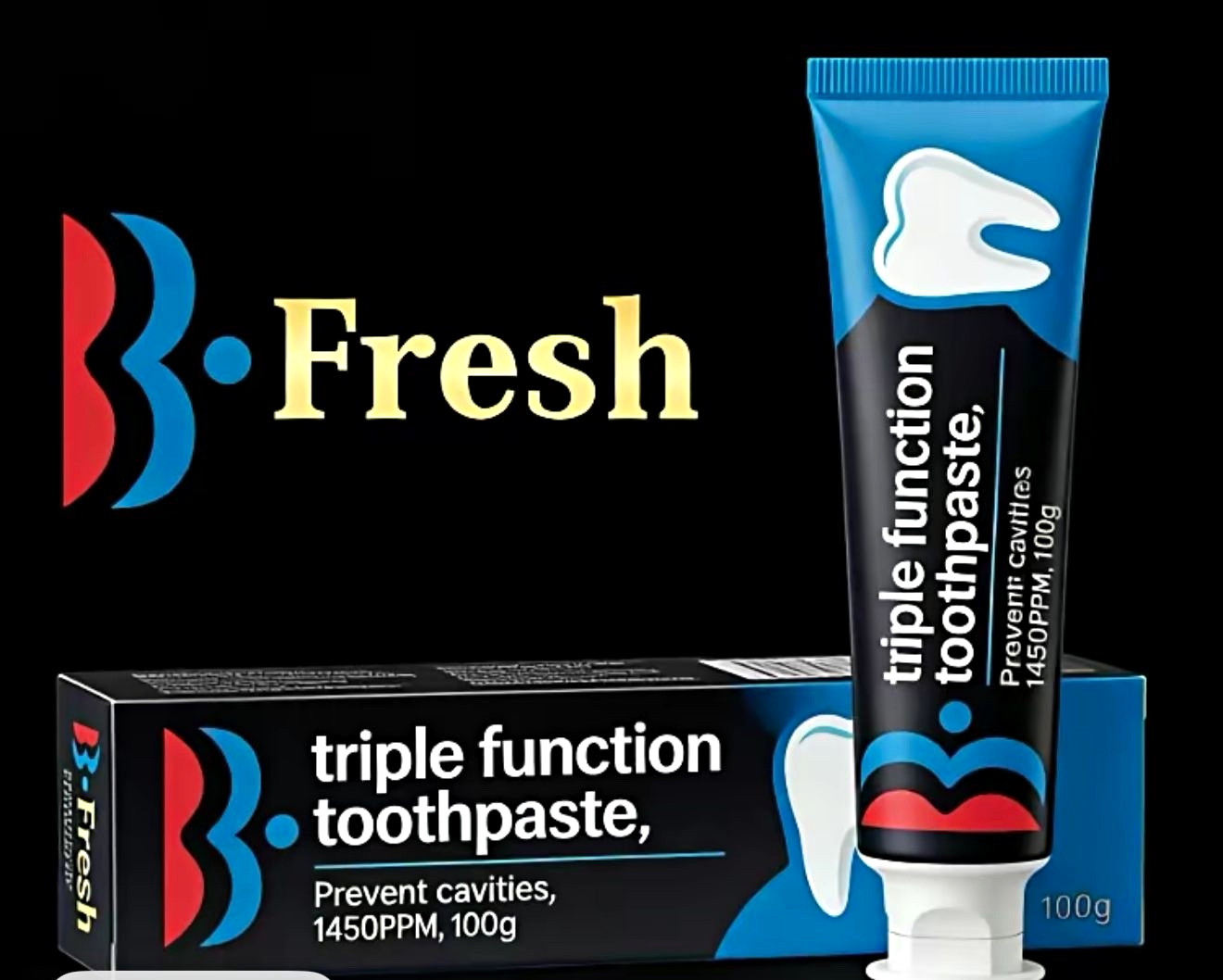 B•Fresh Triple Function Fluoride Toothpaste Mint Prevent Cavities 1450PPM 100g