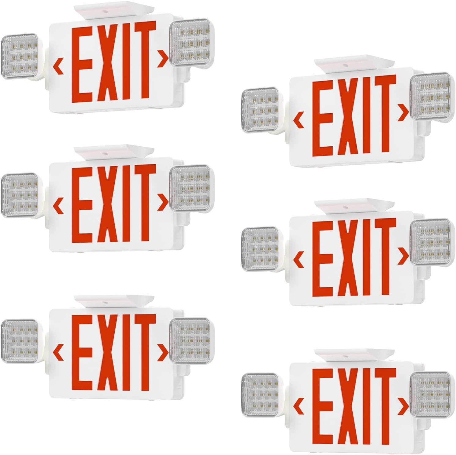 6 Pack LED Exit Sign with Emergency Lights,Ul 924,Battery Backup