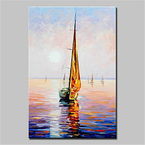 Small Sailboat on Sea Hand-Painted Oil Painting Canvas Wall Art MQ1269