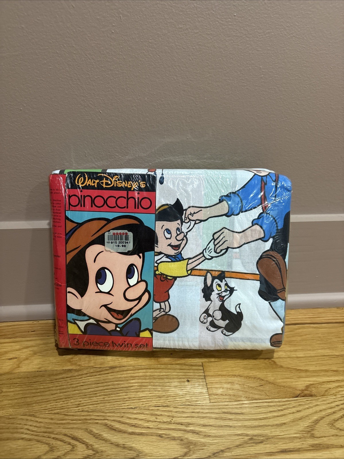 RARE NOS Disney Pinocchio 3 Piece Twin Sheet Set Sealed 1990s Vintage RARE NOS Disney Pinocchio 3 Piece Twin Sheet Set Sealed 1990s Vintage