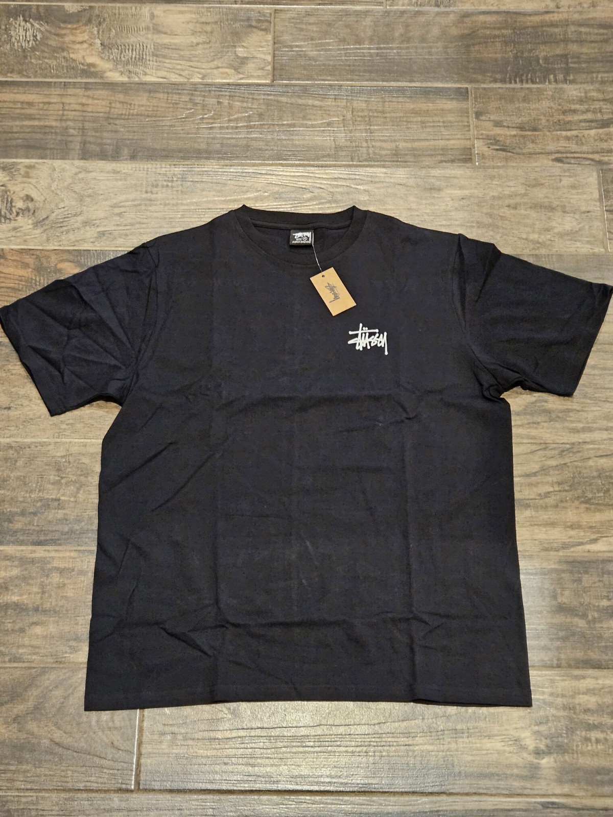 Stussy Basic Tee Black White Logo T-Shirt Men\'s Size Medium M Excellent...