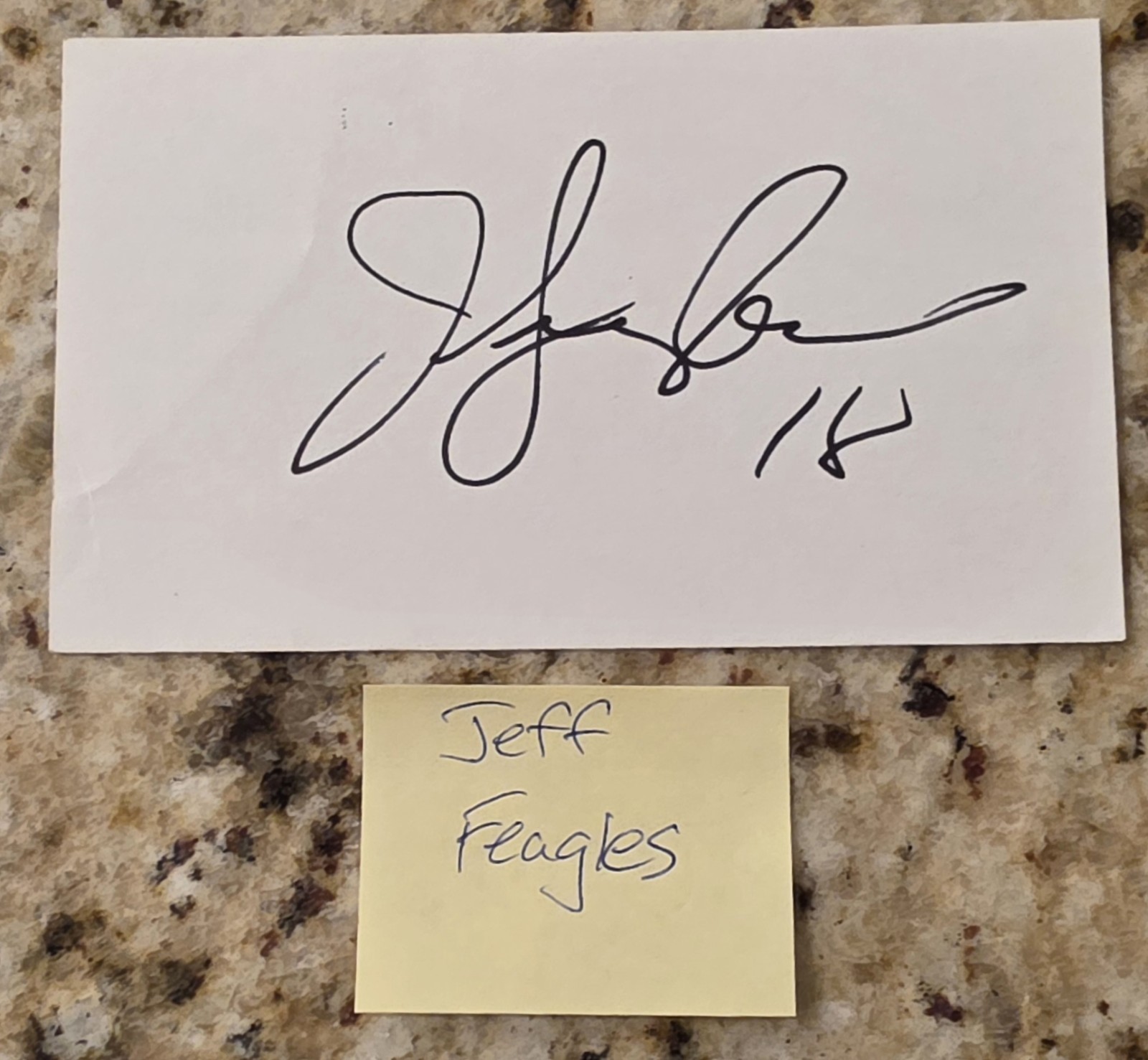 1990\'s Era Philadelphia Eagles Jeff Feagles Signed Autographed Index Card NFL 1990\'s Era Philadelphia Eagles Jeff Feagles Signed Autographed Index Card NFL