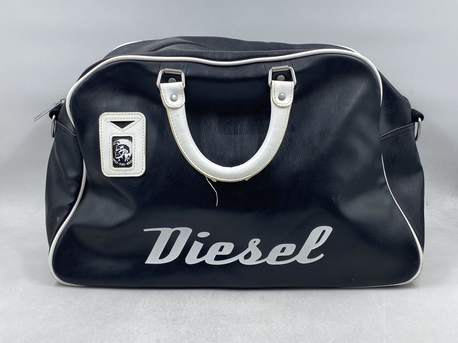Vintage 2000s Diesel Black White Y2K Bowling Bag Mohawk Duffle Satchel