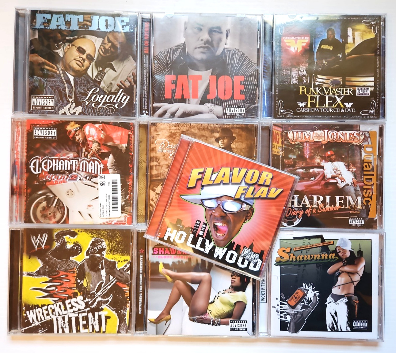 2000s Rap Hip Hop CD Lot 10 Fat Joe Flav Flex Jim Jones Shawnna WWE Elephant Man