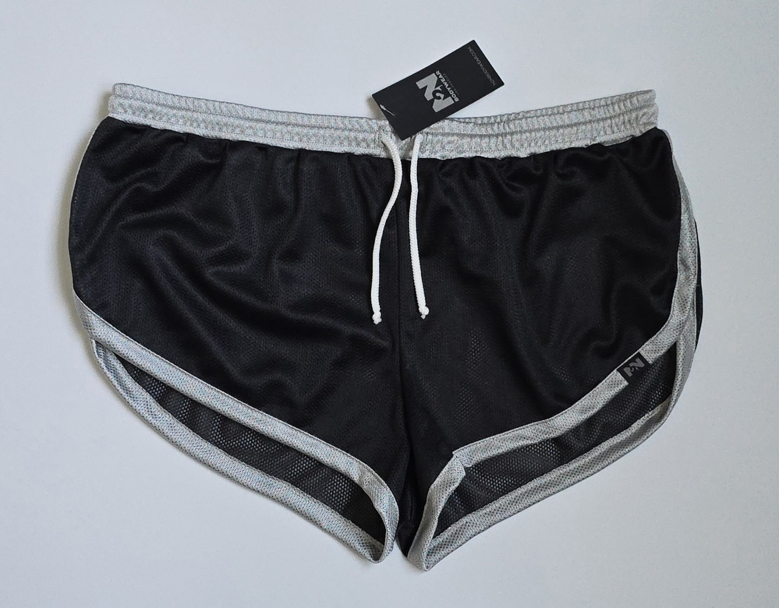 N2N Bodywear Men\'s Volt X Semi Sheer Split Short, XL Black NWT