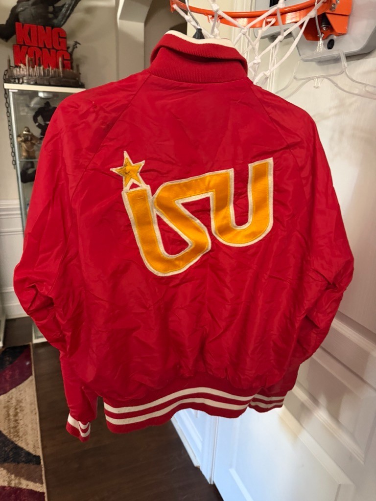 VINTAGE 60s Iowa State Cyclones Satin Bomber Jacket -Made in USA 24 x 24