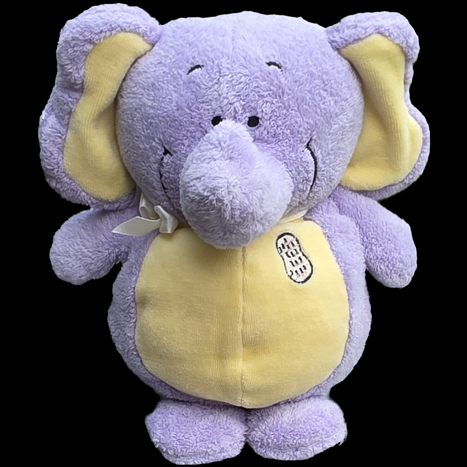 Working Kids II Purple Elephant Plush Musical 2001 Peanut Patch Lovey Yellow 