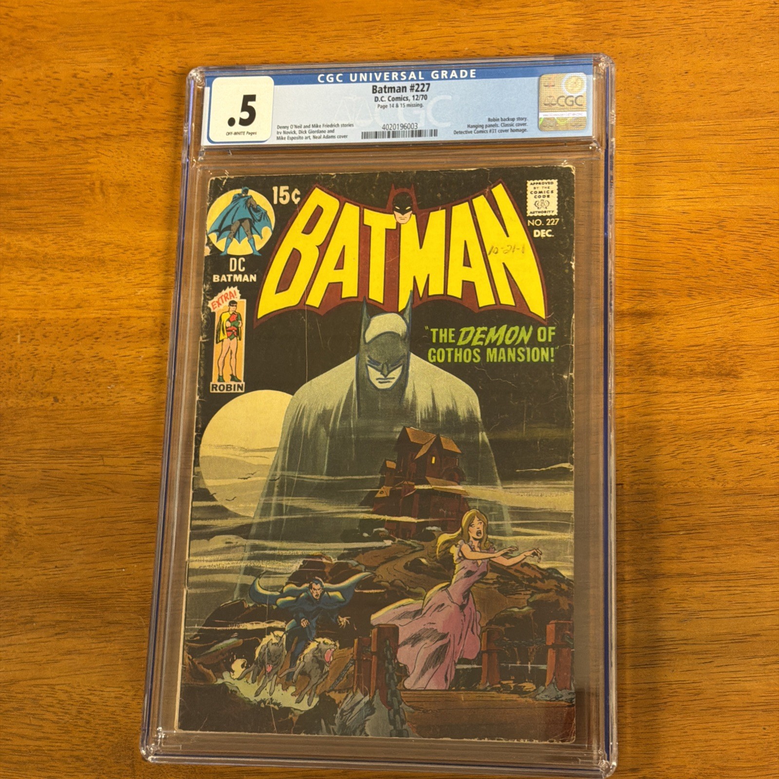 BATMAN 227 CGC .5 Neal Adams Classic Demon of Gothos Tec 31 Homage Cover DC 