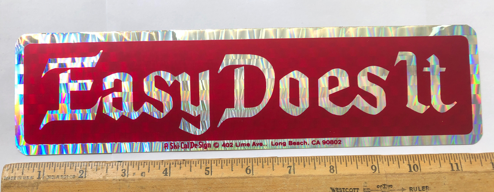 Vintage Easy Does It Prism Decal Bumper Sticker Prismatic Hippie Red 11.5” x 3” Vintage Easy Does It Prism Decal Bumper Sticker Prismatic Hippie Red 11.5” x 3”