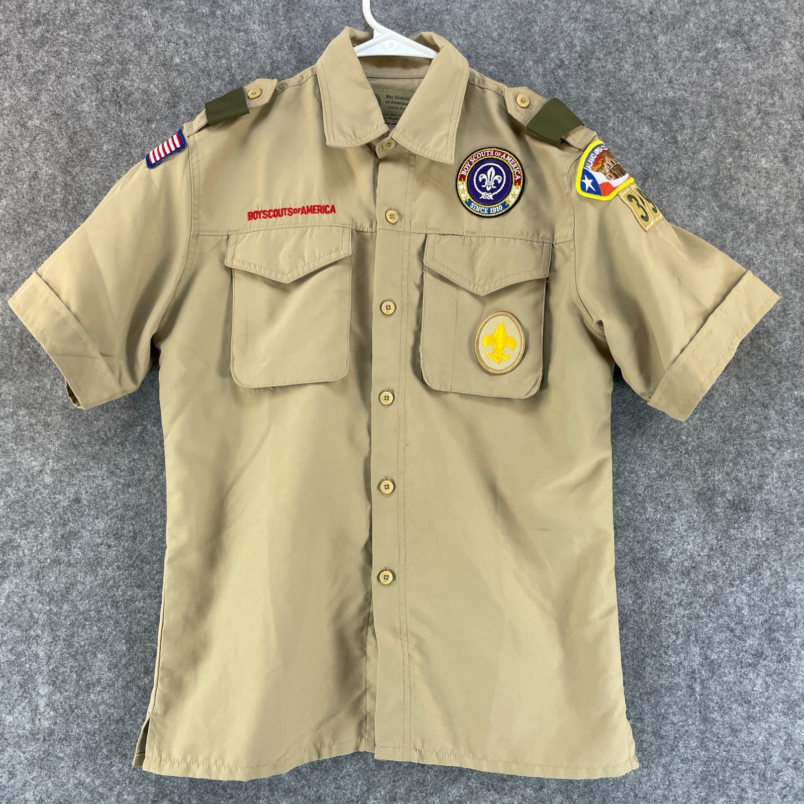 Official Boy Scouts of America BSA Short Sleeve Uniform Shirt Youth Large Alamo Official Boy Scouts of America BSA Short Sleeve Uniform Shirt Youth Large Alamo