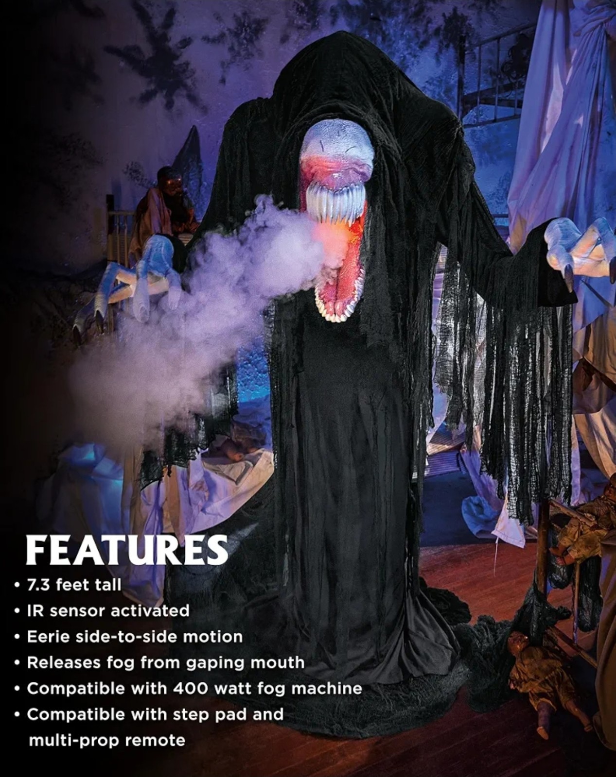 Spirit Halloween 7.3 Ft Death Stalker Animatronic | Fog Machine Compatible