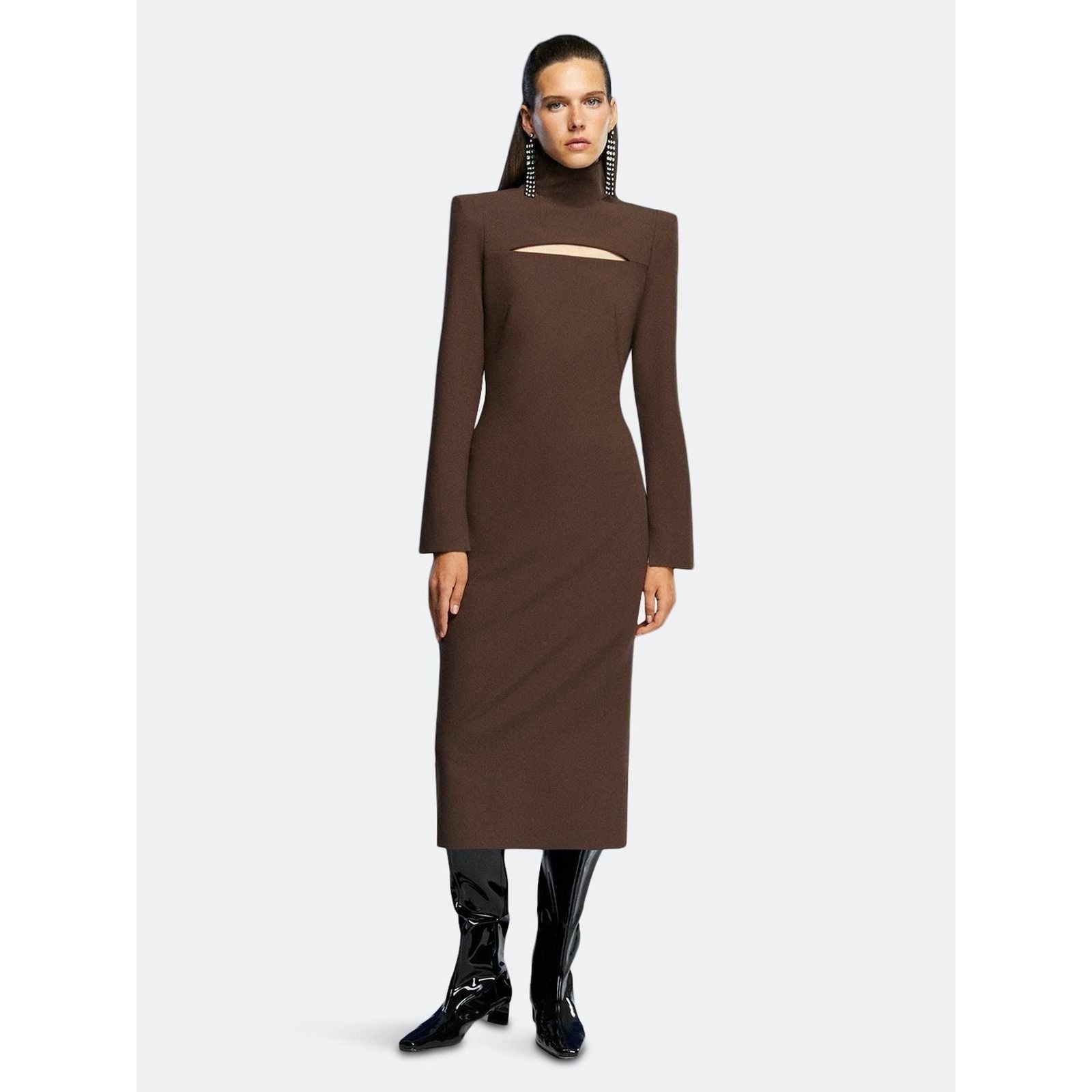 Nocturne Mock Neck Cutout Midi Dress | NWT Size XS