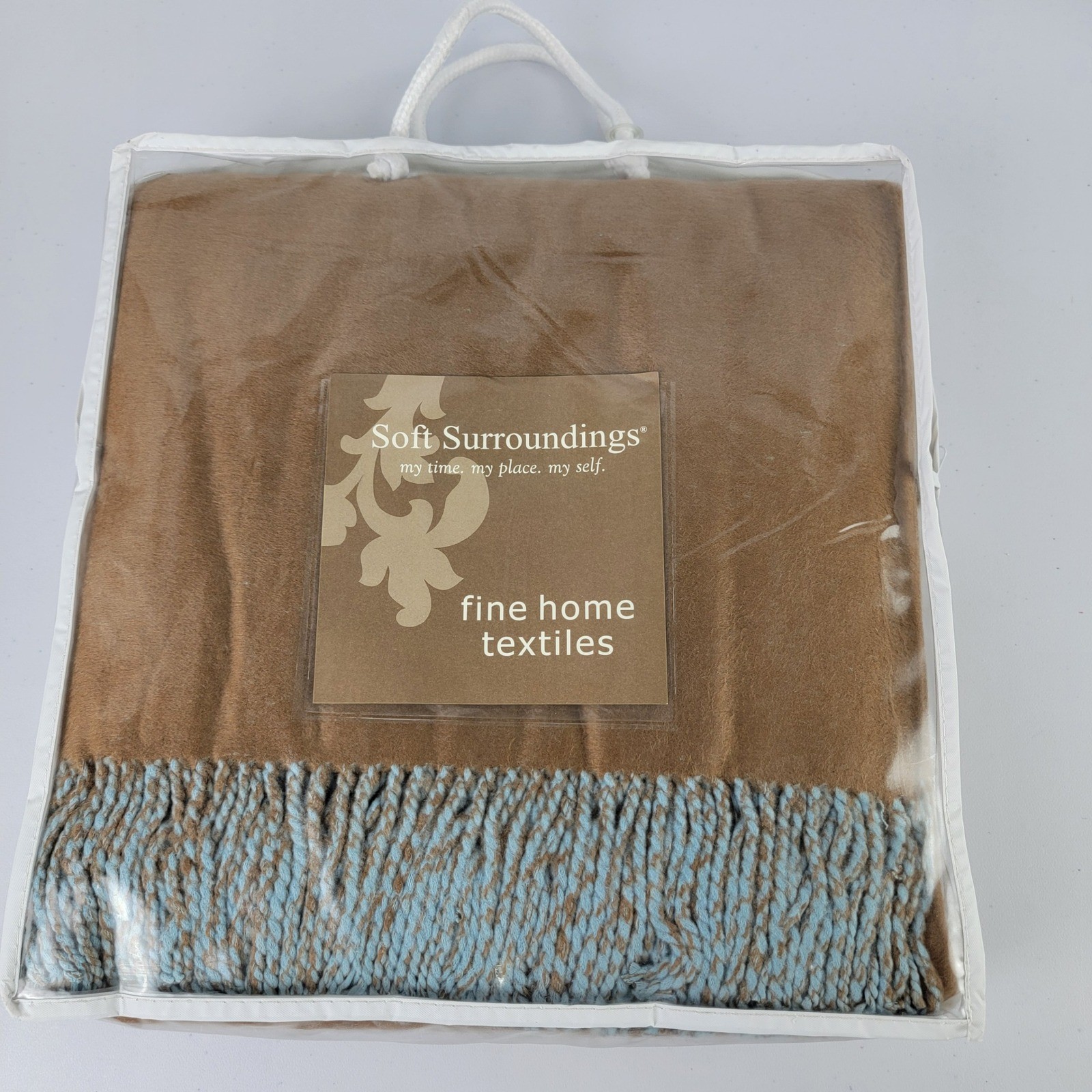 Soft Surroundings Silk Fleece Throw Women OS Blue Chocolate NEW Reversible