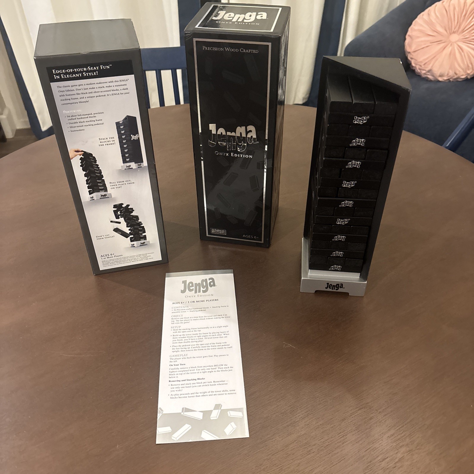 Jenga Onyx Edition Hasbro Parker Brothers Complete Stacking Game 2008 EX. COND Jenga Onyx Edition Hasbro Parker Brothers Complete Stacking Game 2008 EX. COND