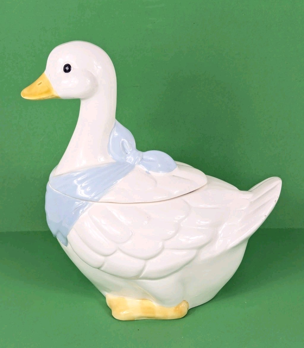 Vintage Blue Bandana Bow Goose Cookie Jar 1980s Country Kitchen Grandmacore Vintage Blue Bandana Bow Goose Cookie Jar 1980s Country Kitchen Grandmacore