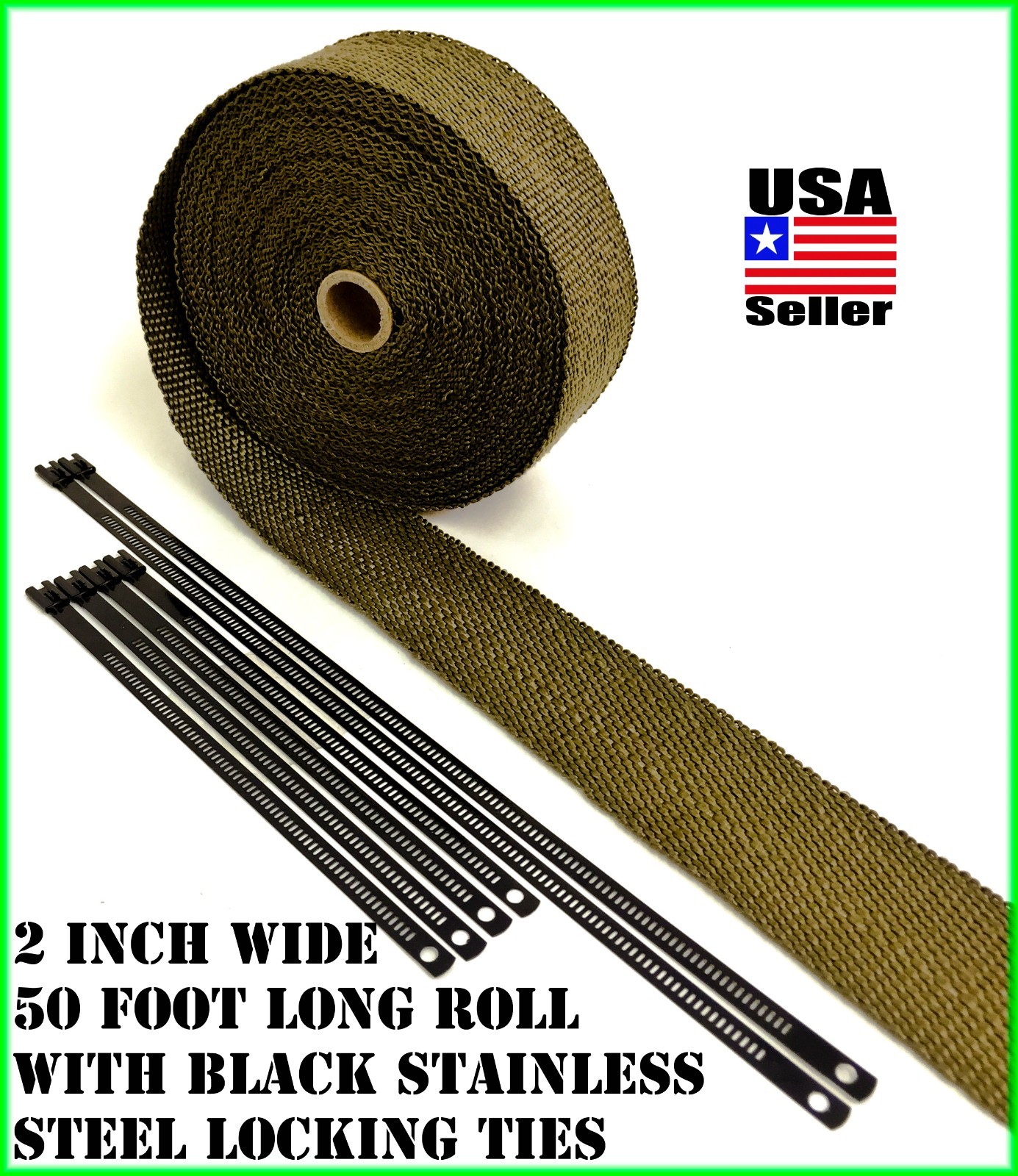 Thermal Header Pipe Tape Titanium Lava Exhaust Wrap 2\