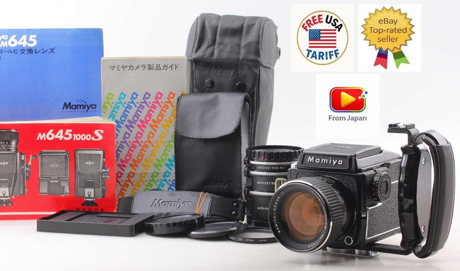 w/Tube&Case [Near Mint++] Mamiya M645 1000s WLF C 80mm f1.9 Lens From JAPAN