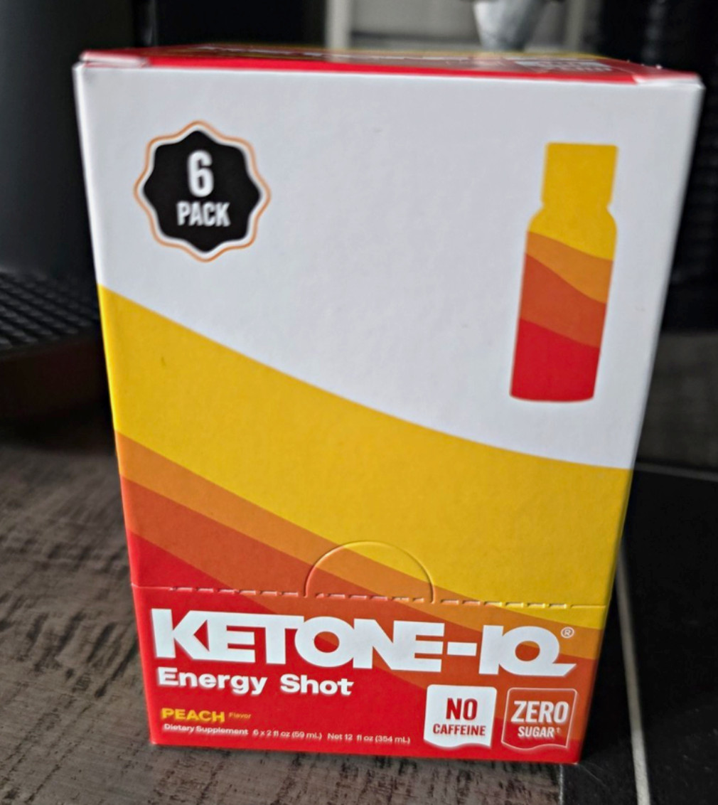 Ketone-IQ Peach Energy Shot Caffeine Free Zero Sugar NSF Sport 6 Pack