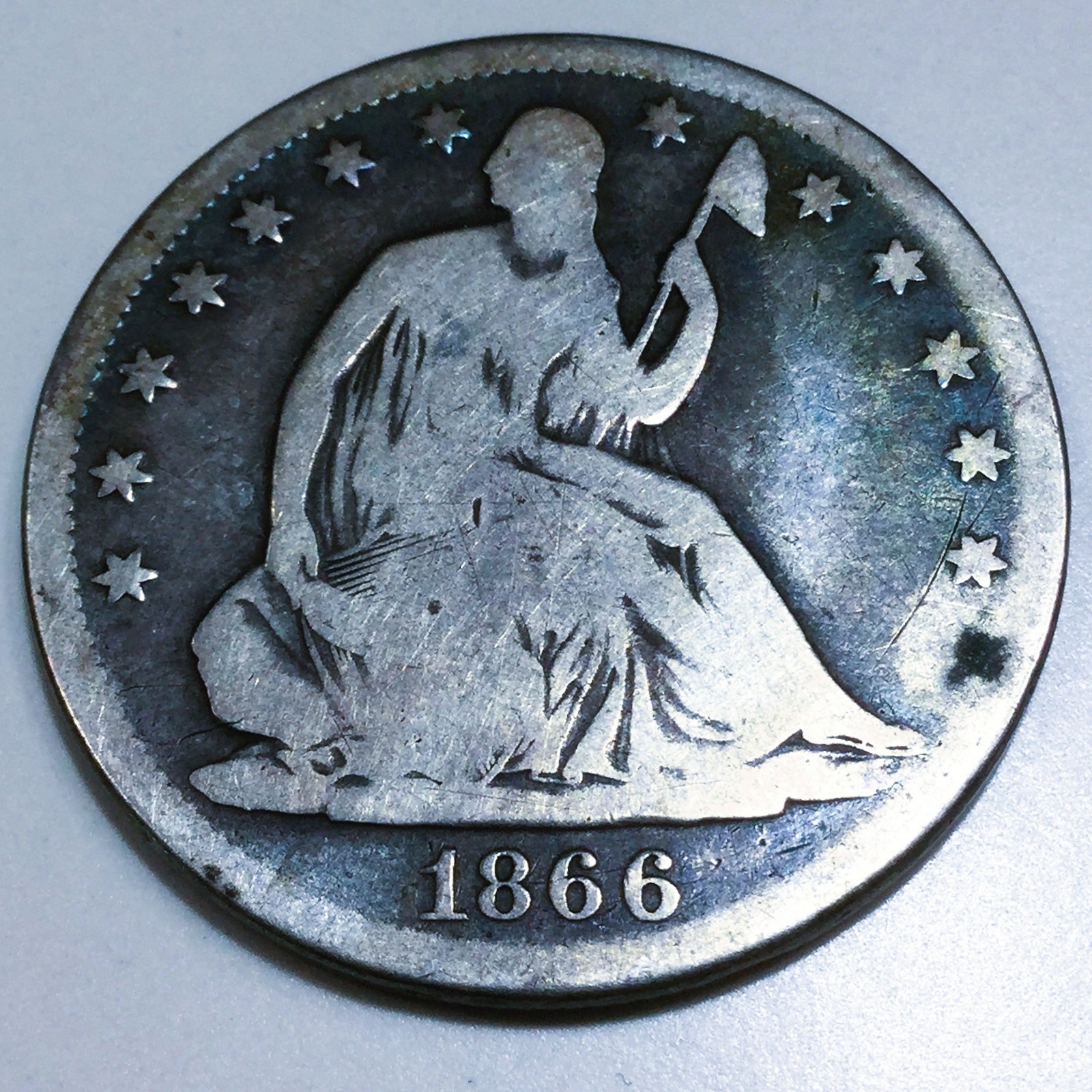 1866-S With Motto Seated Liberty Half Dollar Beautiful Coin Rare Date