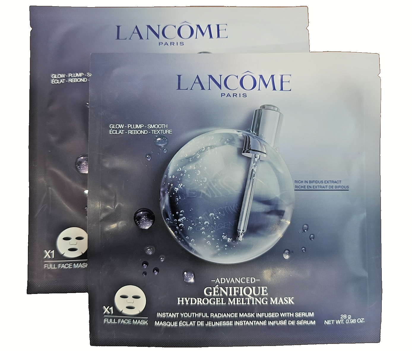 2X LANCOME FULL FACE Advanced Genifique Hydrogel Melting Mask Infused W/Serum 2X LANCOME FULL FACE Advanced Genifique Hydrogel Melting Mask Infused W/Serum