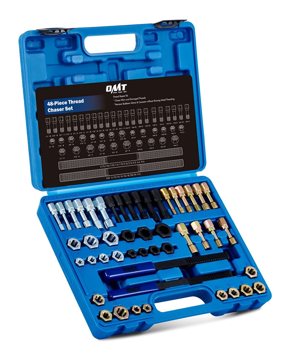 OMT 49 PCS Thread Chaser Set, UNC UNF and Metric Thread Repair Kit