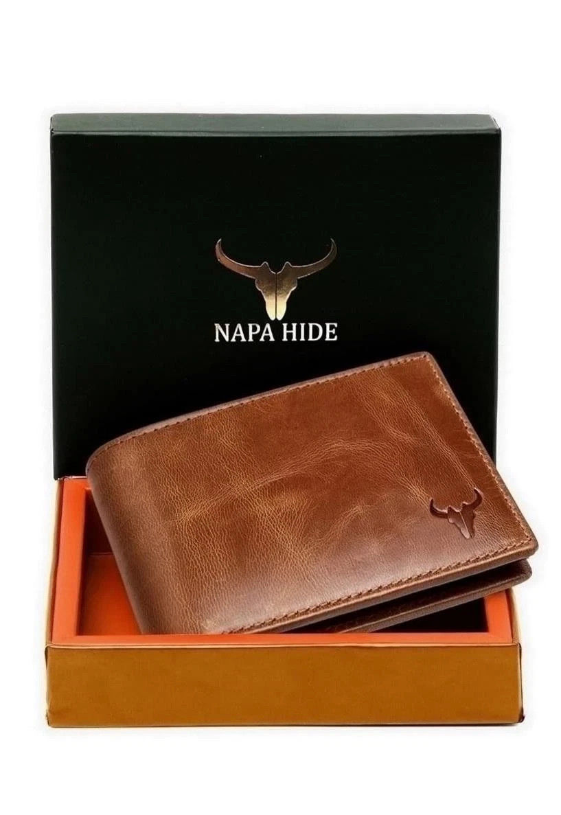 NAPA HIDE Genuine Leather Bifold Wallets For Men RFID Blocking Men\'s Wallet..