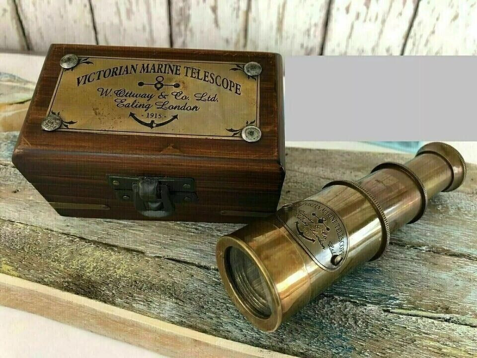 Victorian Brass Telescope Nautical Antique Victorian Maritime Spyglass With Box