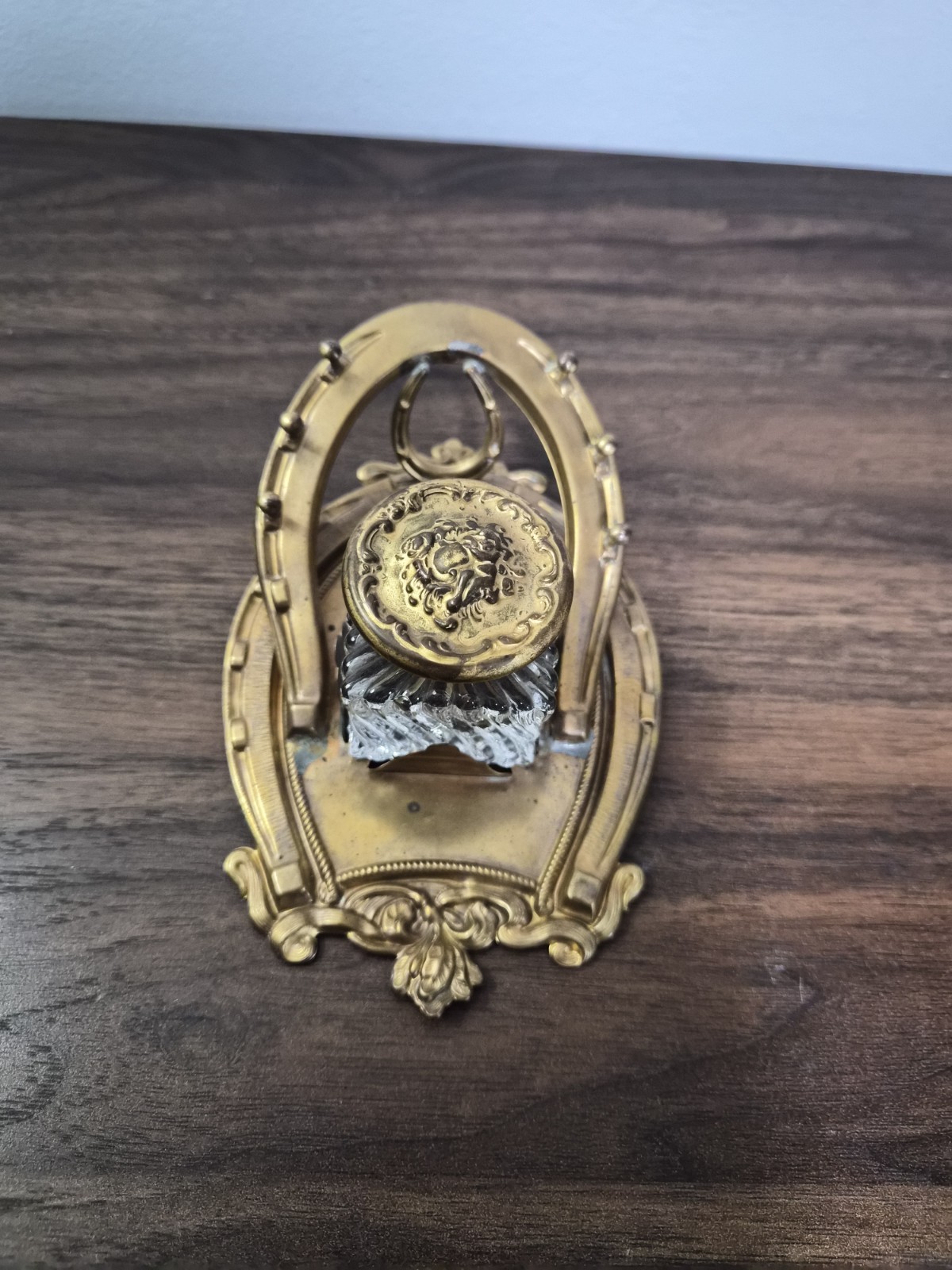 Rare Antique Equestrian Jockey Themed Stamped Brass Inkwell Stand Rare Antique Equestrian Jockey Themed Stamped Brass Inkwell Stand