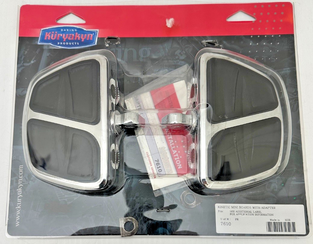 Kuryakyn 7610 kinetic Mini Floor Board Kit - Male Mount (Pair), Chrome & Black