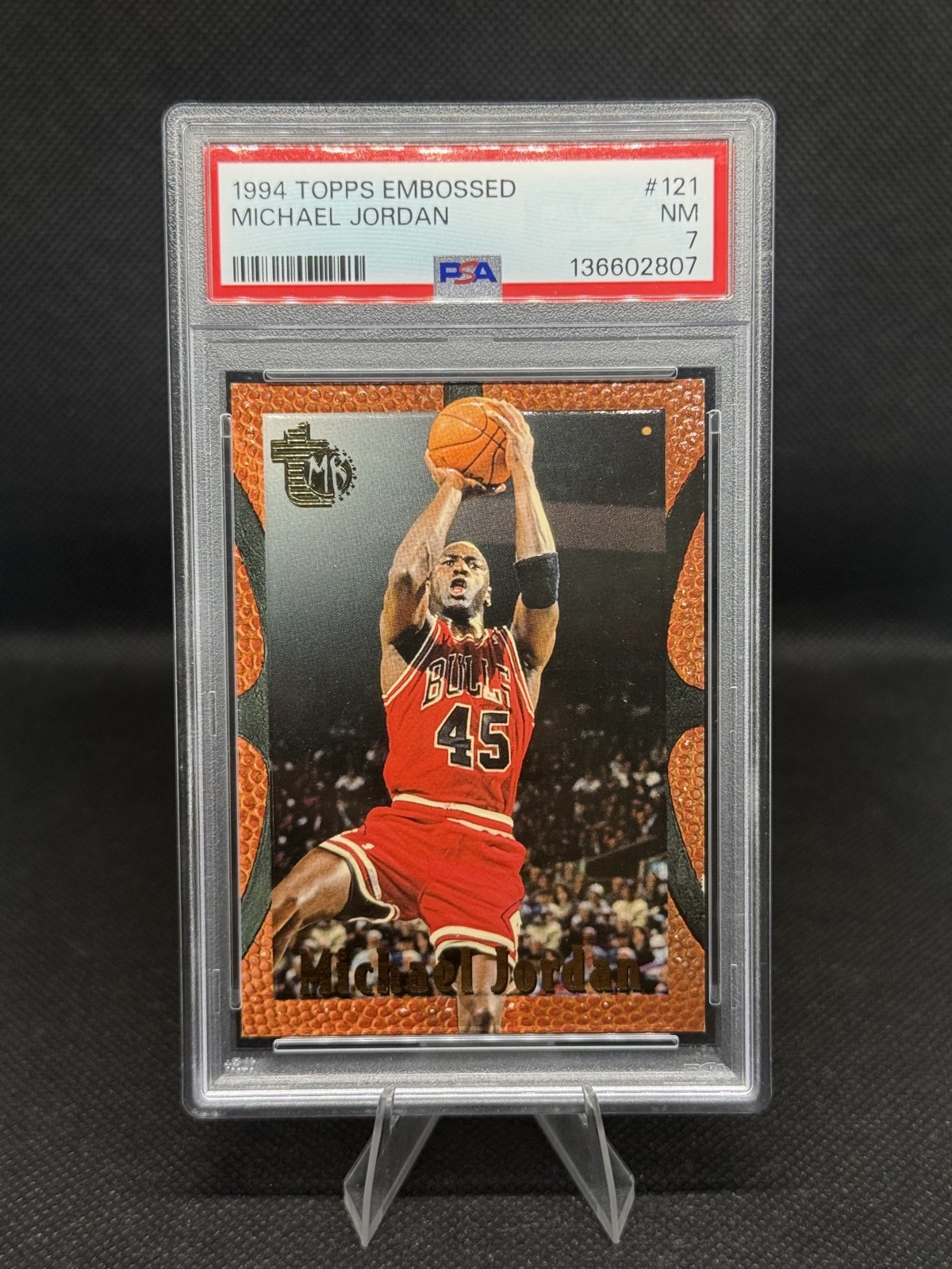1994-95 Topps Embossed Michael Jordan #121 PSA 7 NM Chicago Bulls #45 Jersey