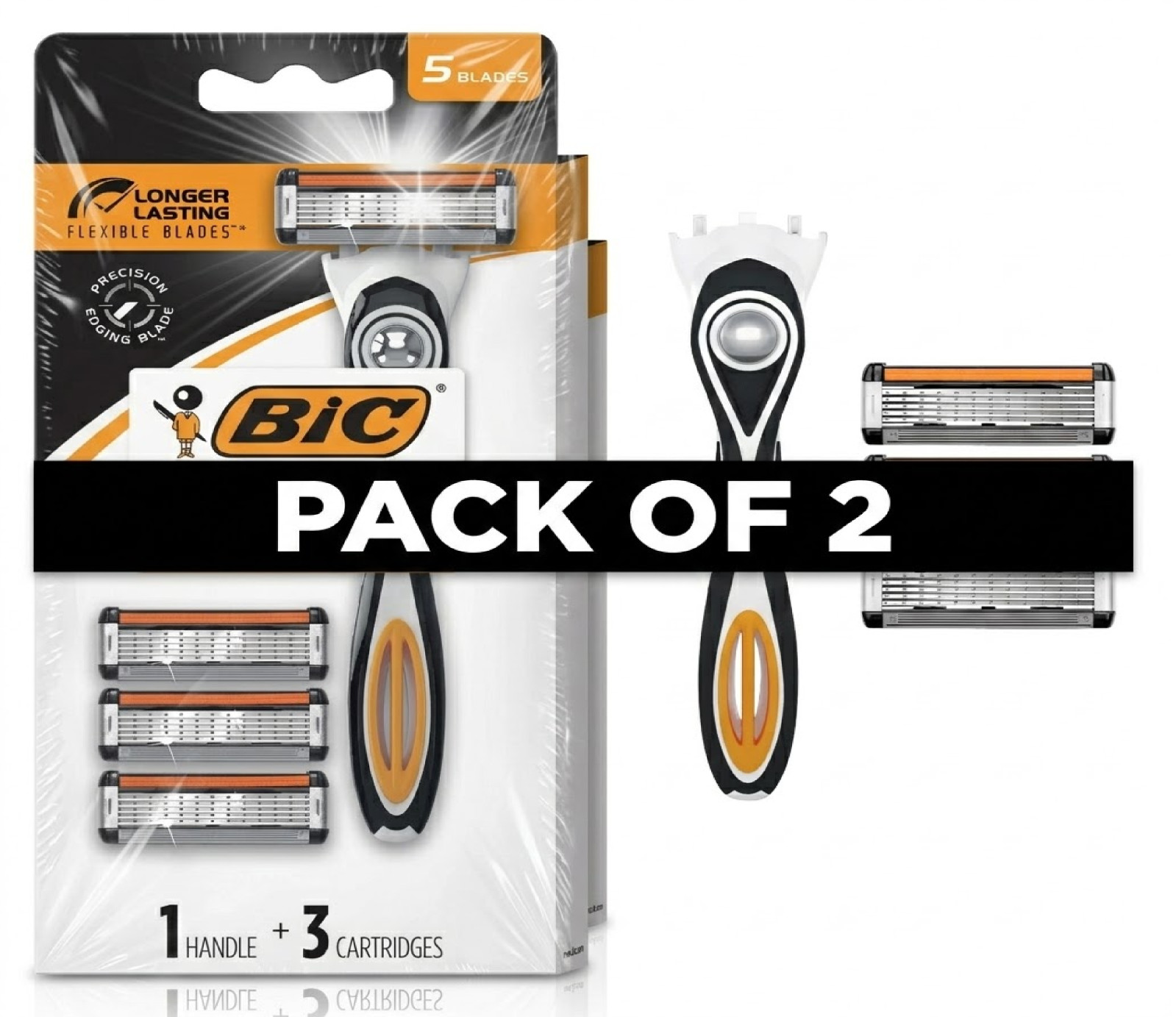 2 pack BIC Flex 5 Blade Refillable Razors, Men\'s,