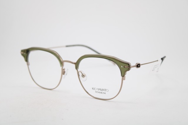 NEW KIO YAMATO KP-267U COL. 04 GREEN GUNMETAL GOLD AUTHENTIC EYEGLASSES 50-20