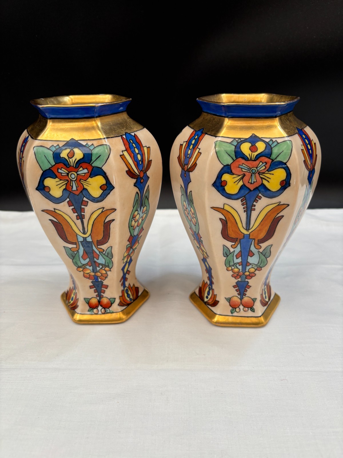 Set of 2 ~ B & C Limoges Art Deco Vases ~ France