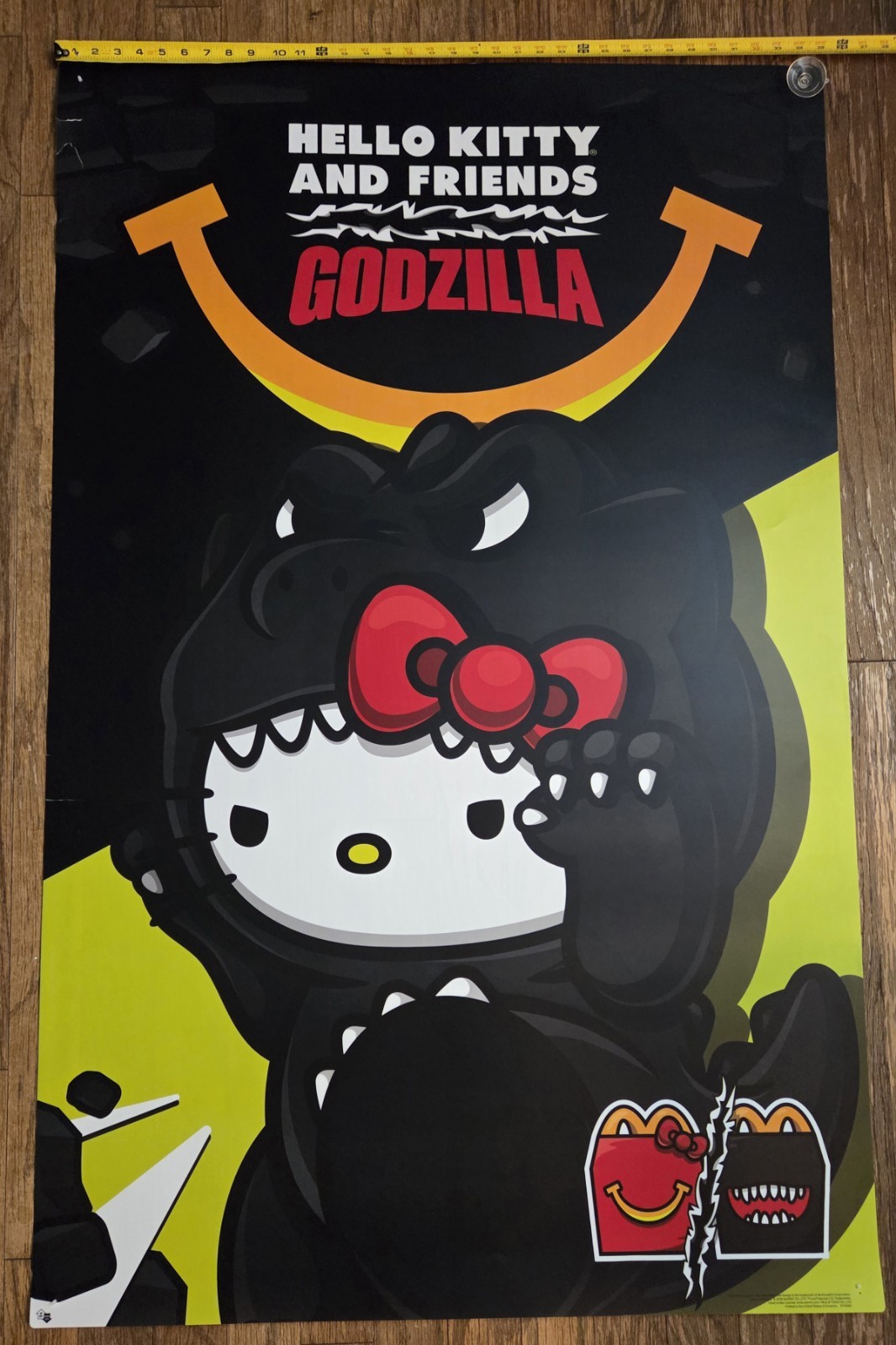 Huge Original McDonald’s Hello Kitty and Friends x Godzilla Promo Poster Rare 