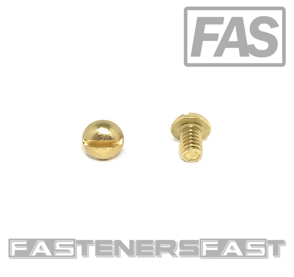 (100) 8-32x1/4 Brass Slotted Round Head Machine Screws #8-32 - Solid Brass