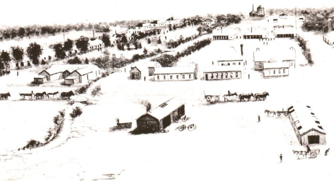 Fort Bridger in 1889 Uinta County Wyoming RPPC Postcard Aerial View Birds Eye