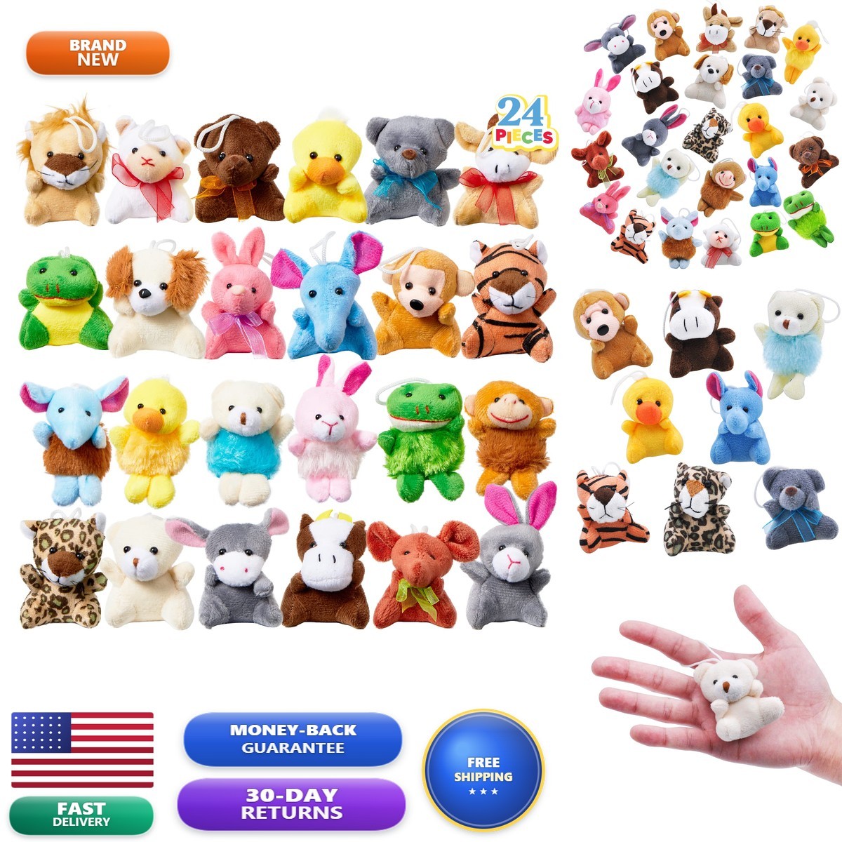 JOYIN 24 Pack Mini Animal Plush Toy 2\ JOYIN 24 Pack Mini Animal Plush Toy 2\