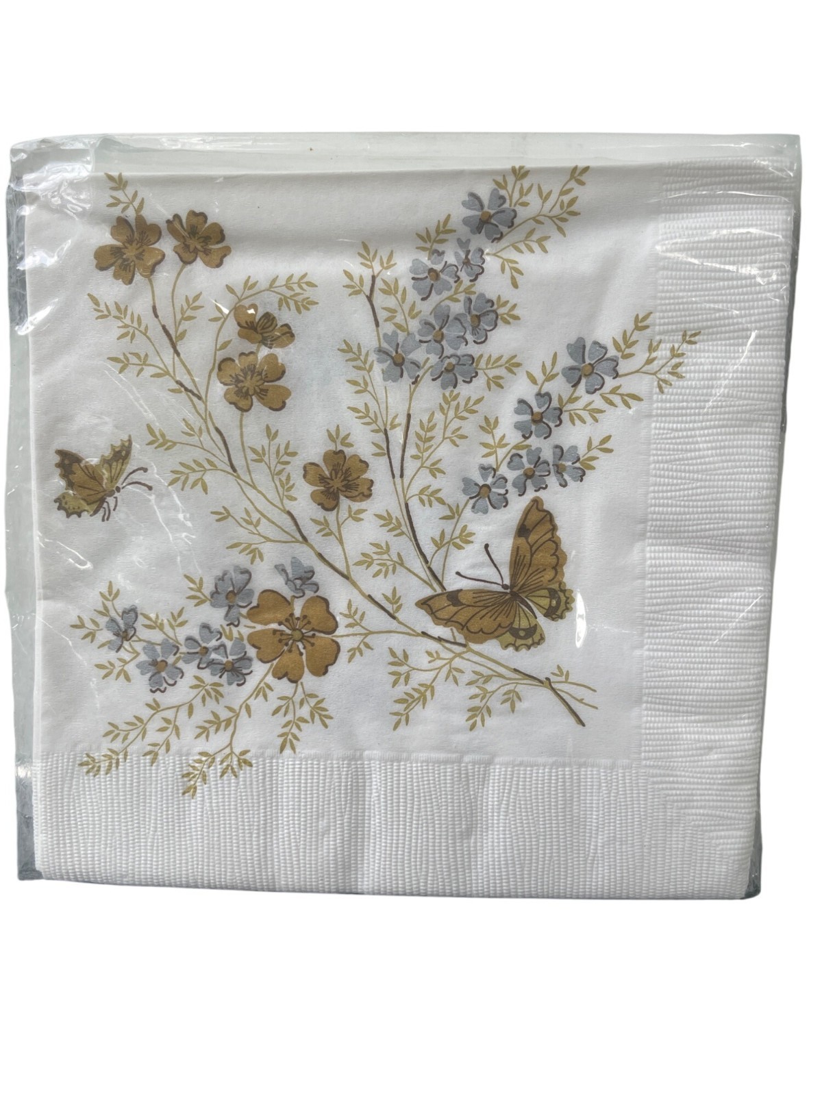Vintage 15 Rust Craft Brownie Luncheon Napkins Floral Butterfly Estate NEW NOS