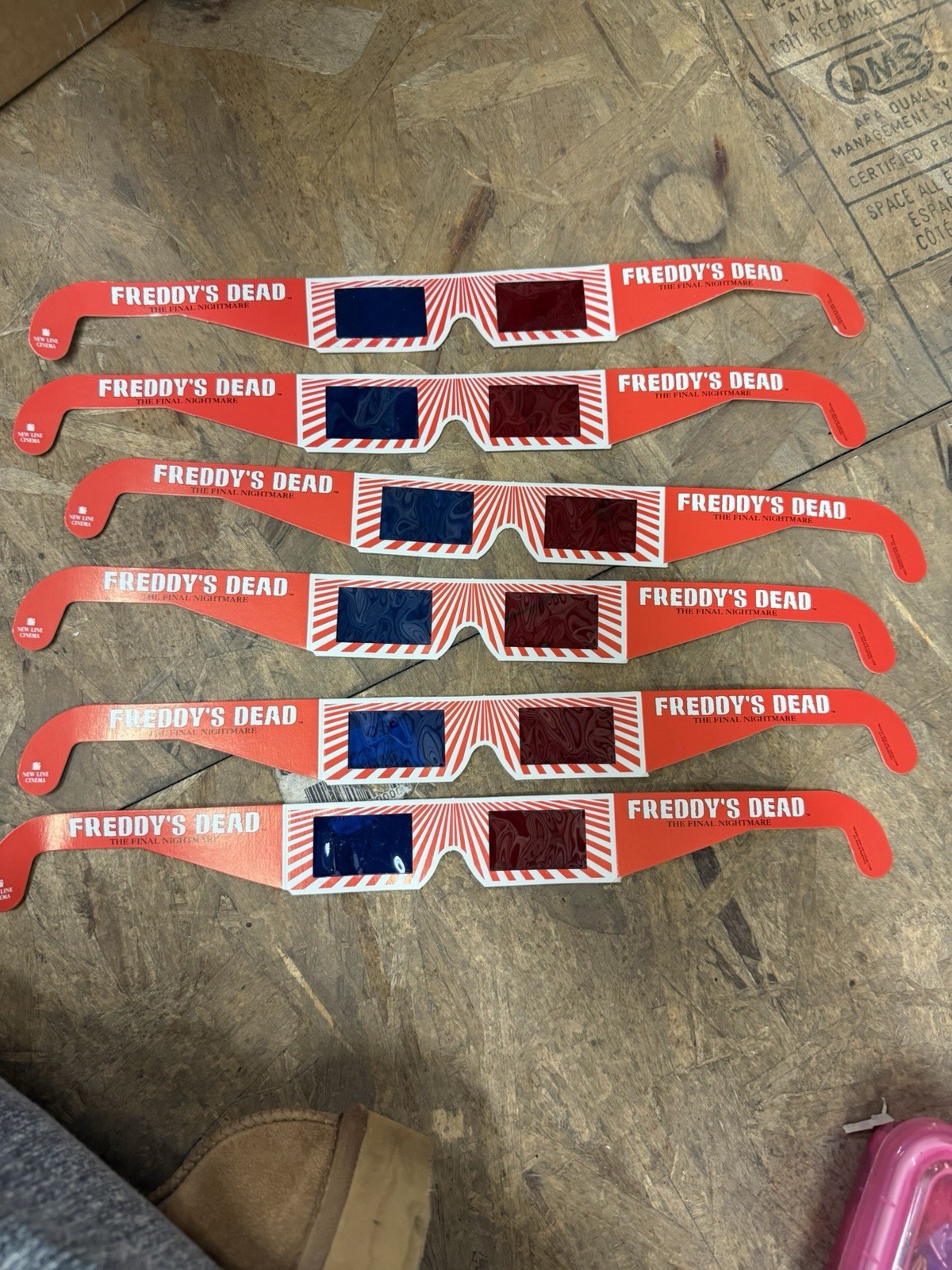 6 Vintage New Pair Of Freddy’s Dead Nightmare On Elm Street 3D Glasses