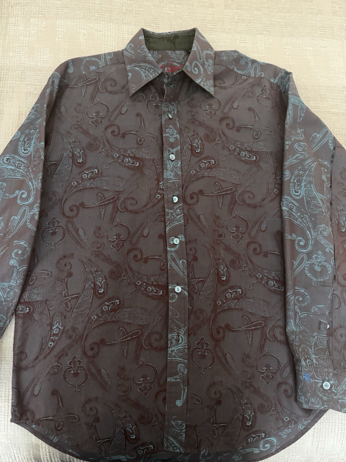 Robert Graham Men\'s M Brown/Blue Paisley Cotton L/S Button-Up Point Collar Robert Graham Men\'s M Brown/Blue Paisley Cotton L/S Button-Up Point Collar