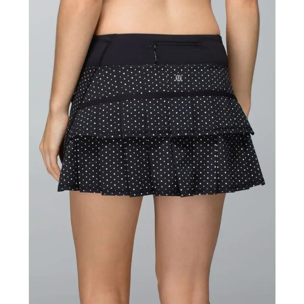 Lululemon Run Pace Setter Skirt Womens 4reg Chevron Dot Black Pleated Tennis Lululemon Run Pace Setter Skirt Womens 4reg Chevron Dot Black Pleated Tennis