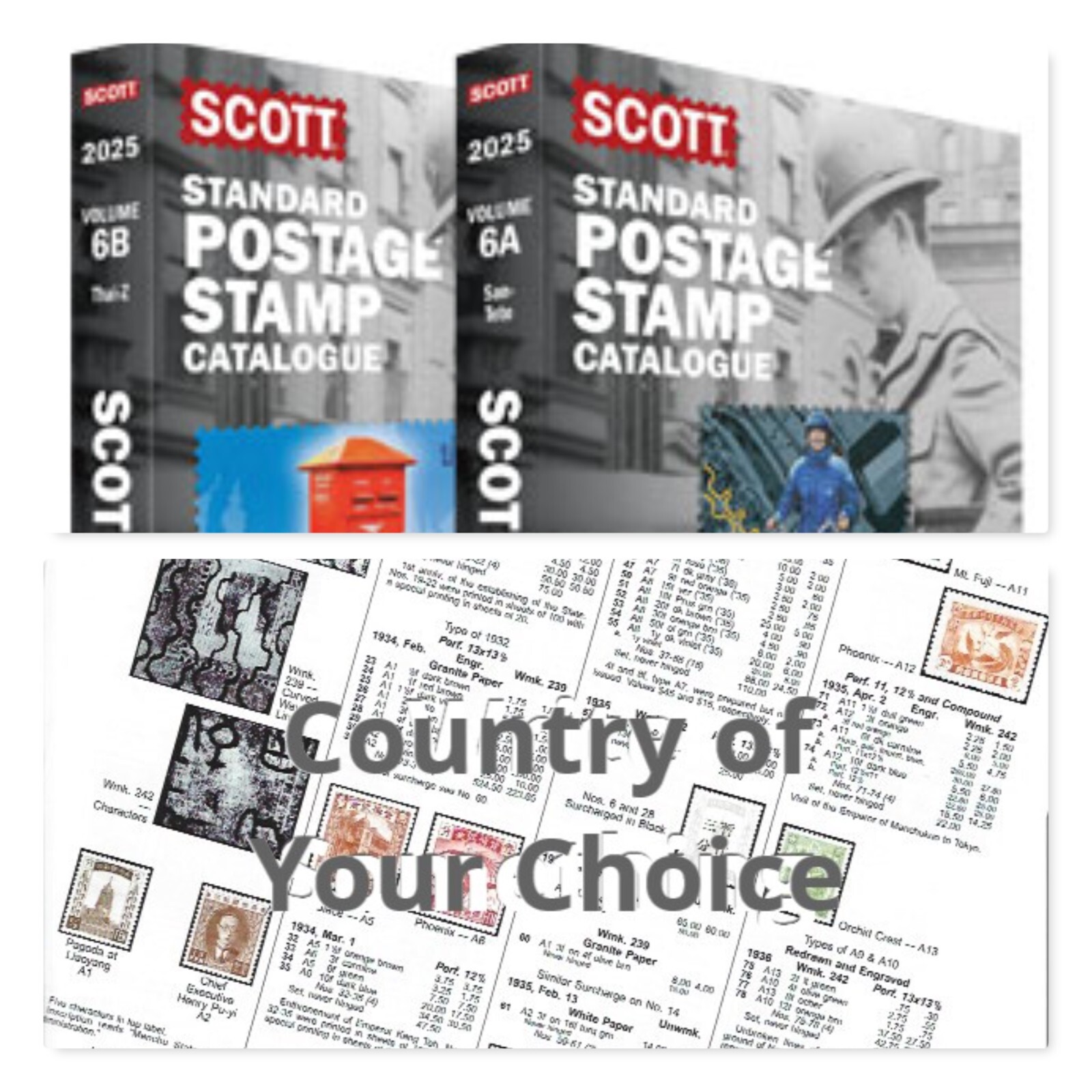Country Pages from 2025 Scott Standard Postage Stamp Catalog 6A-6B FREE US SHIP