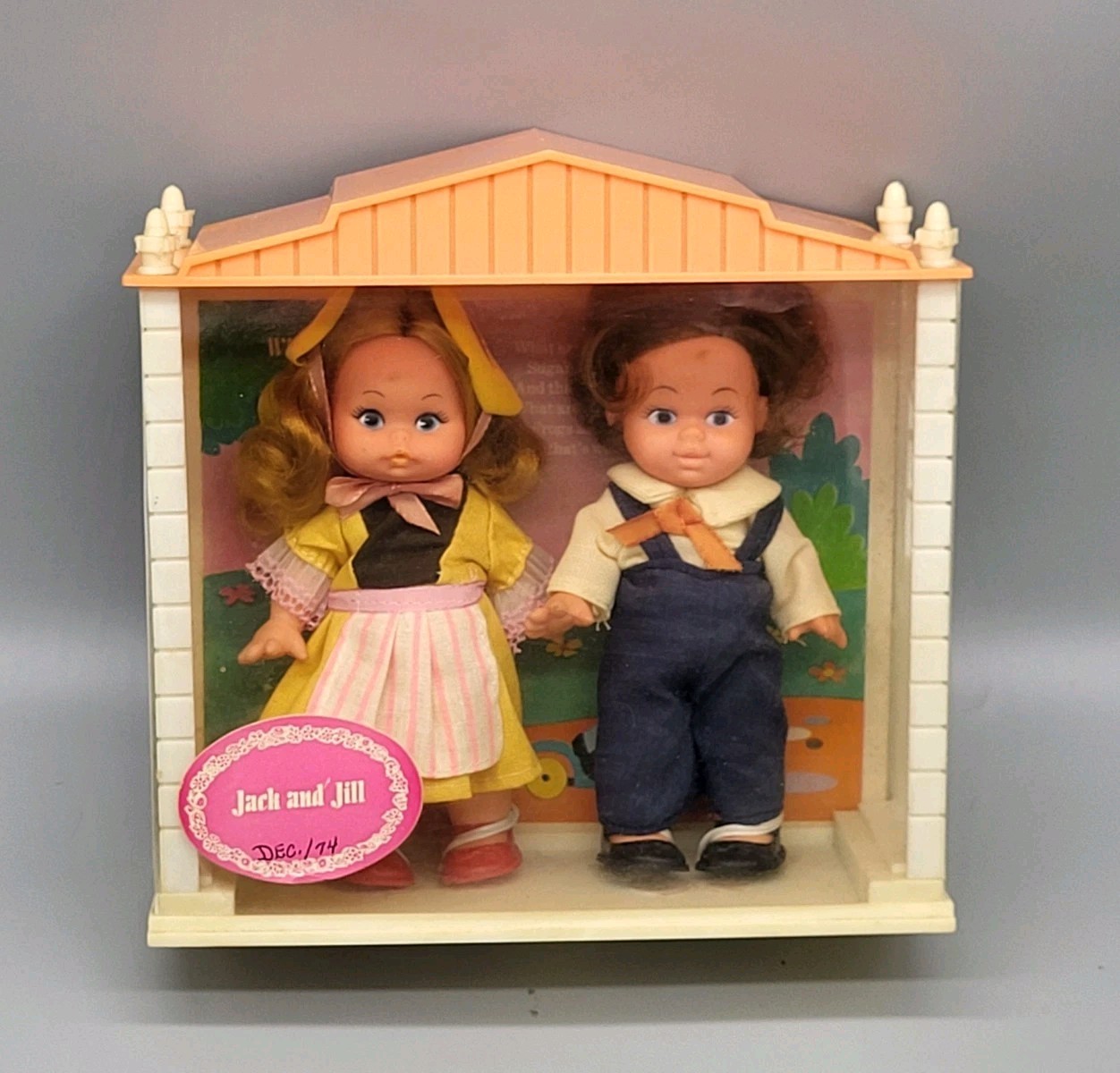 1970s Vintage Fun World Jack & Jill Picture Book & Dolls In Case