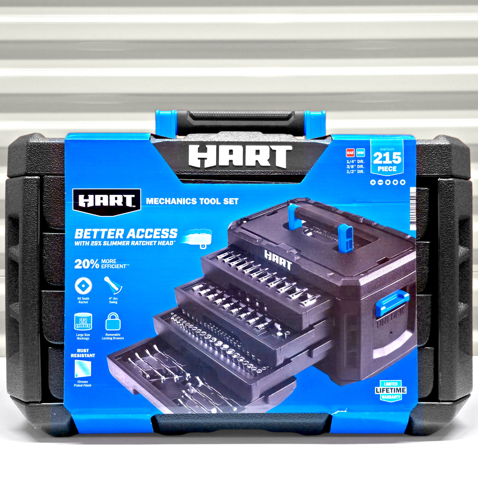HART 215 Piece Mechanics Tool Set Multiple Drive Chrome Finish with Locking Case