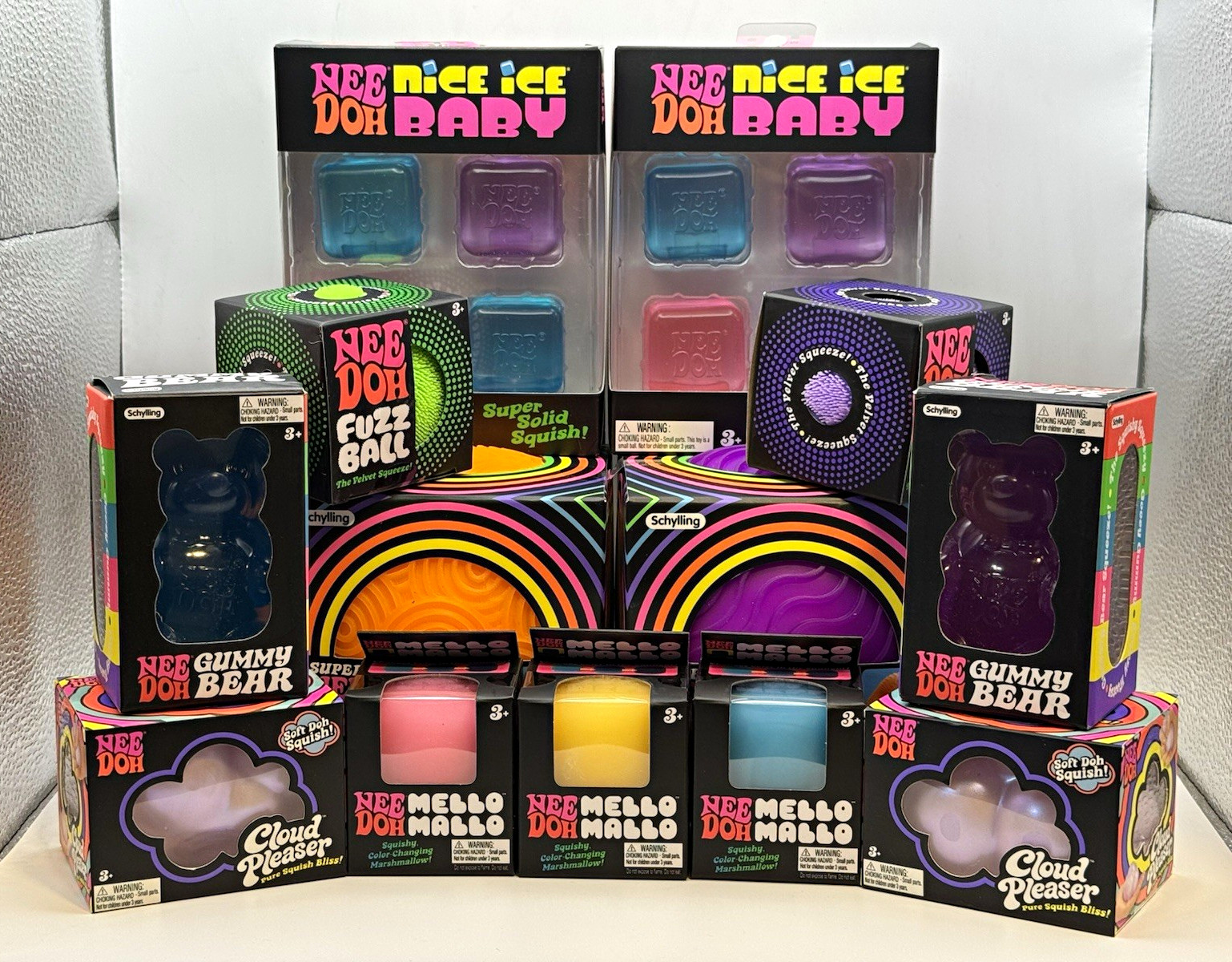HUGE Schylling NeeDoh Sensory Toy Lot 13pc Sealed Cloud Fuzz Ripple Gummy Bear