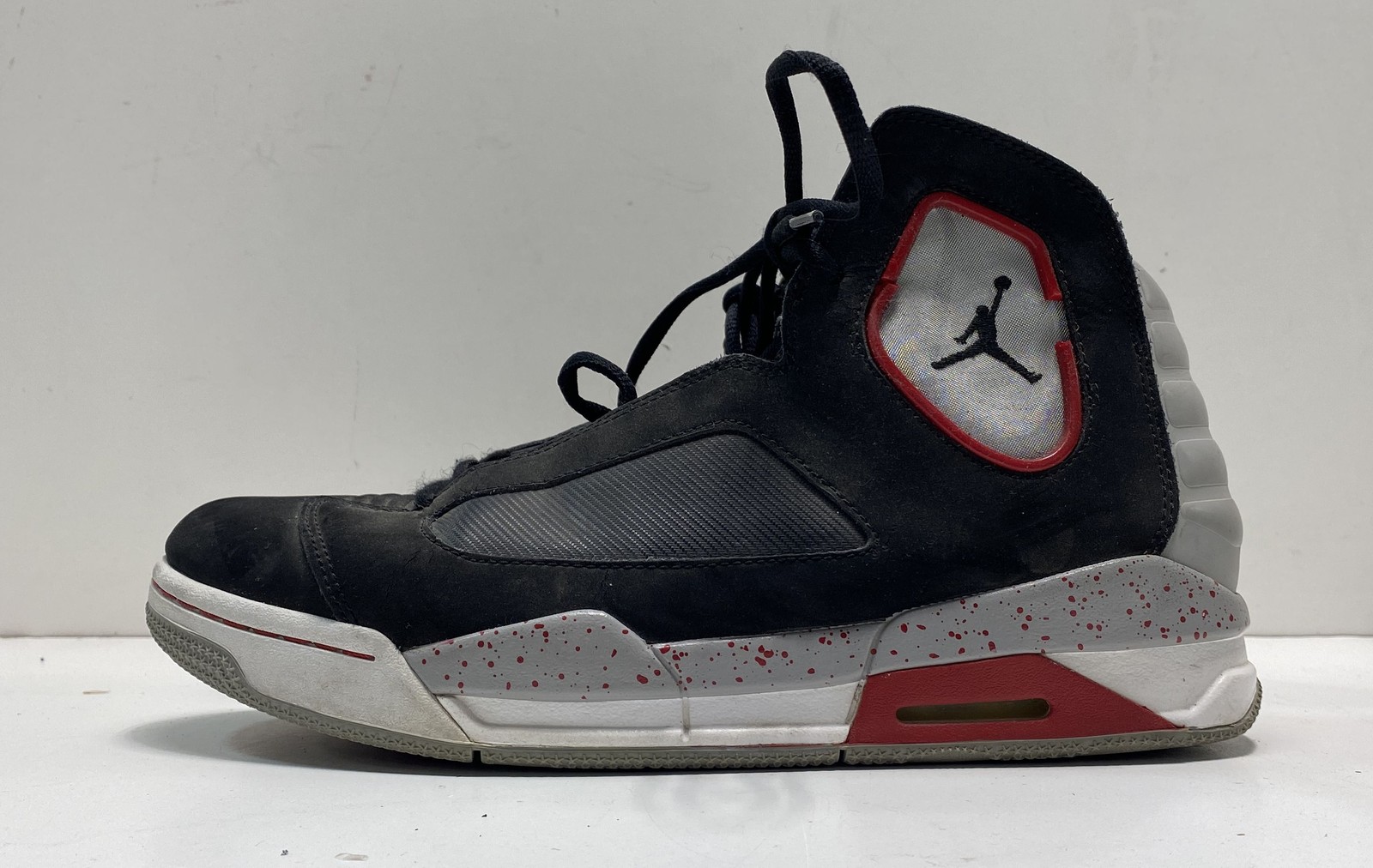 Nike Air Jordan Flight 45 High Black Red Cement Grey Men\'s Sneakers Size 10.5