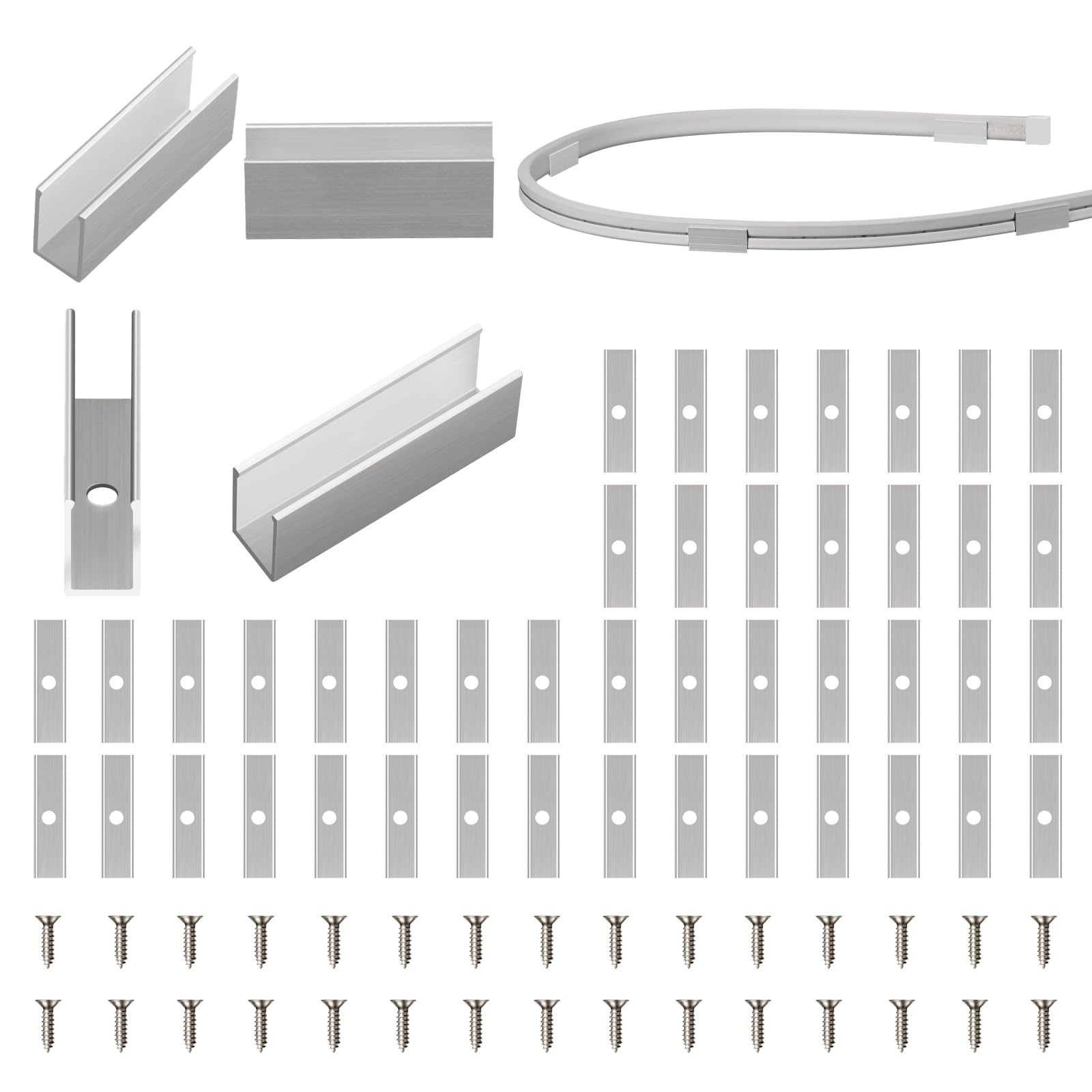 60Pcs 6x12mm Aluminum Neon Mounting Clips Brackets for LED Strip Light Screws
